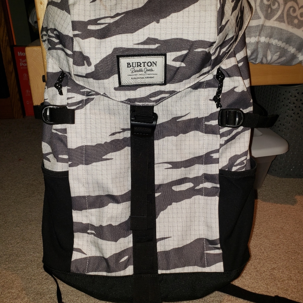 Burton white camo backpack